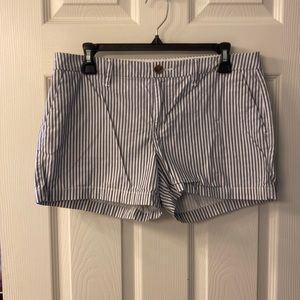 Navy and White Striped Shorts